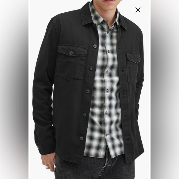 ALLSAINTS Spotter Cotton Denim Button-Up Shirt Jacket men’s size Small - Picture 4 of 8